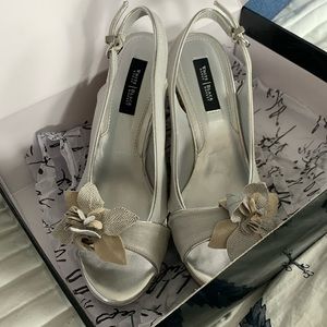 NEW whbm samira silver wedge shoes 7.5